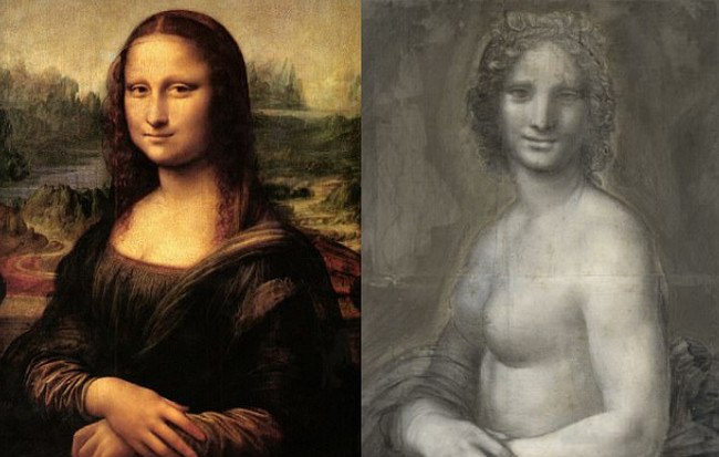 Bức tranh Mona Lisa (trái) và bản phác thảo Monna Vanna (phải)