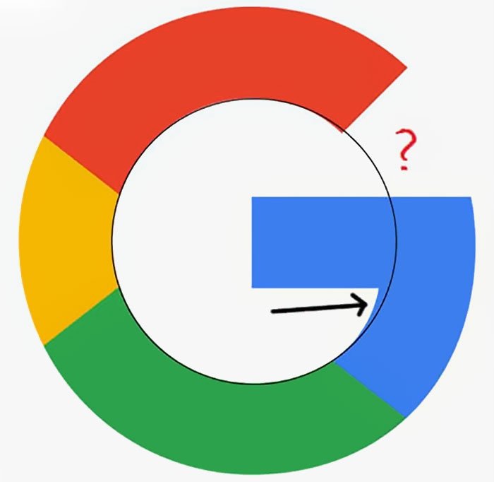 Tuy nhiên, logo "G" của Google còn sai lệch cả ở vòng tròn