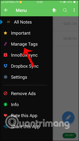 Quản lý Tag trên ứng dụng