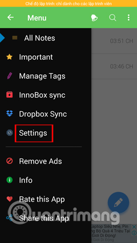 Nhấn chọn Settings