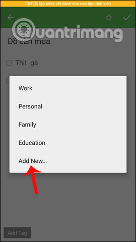 Tạo thẻ Tag mới