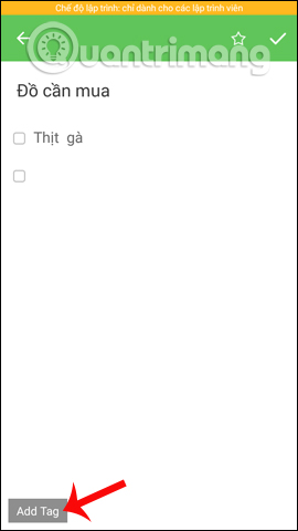 Gắn thẻ Tag cho ghi chú 