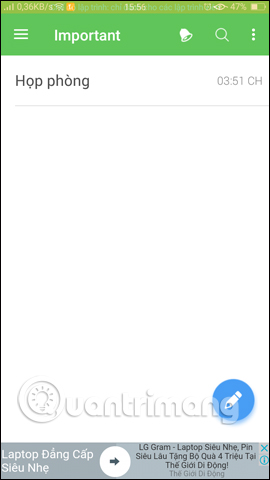 Danh sách ghi chú đánh dấu sao