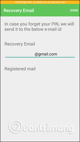Nhập email phục hồi mới