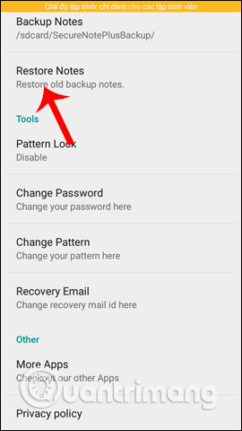 Phục hồi ghi chú 