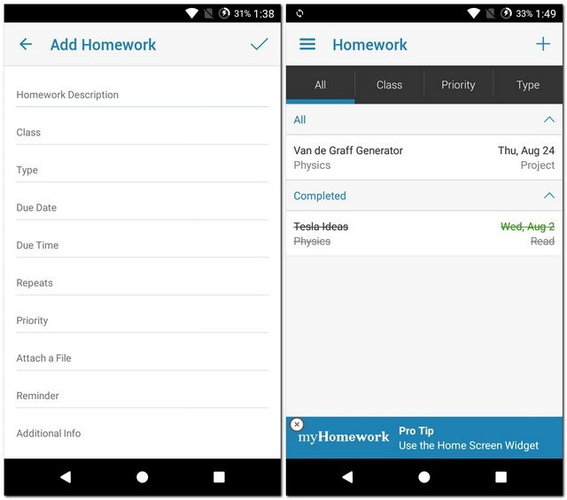 Ứng dụng myHomework Student Planner