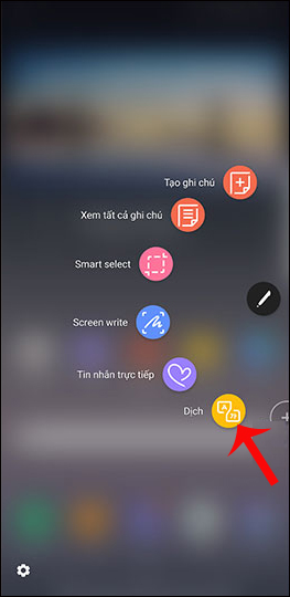 Nhấn vào tính năng Dịch