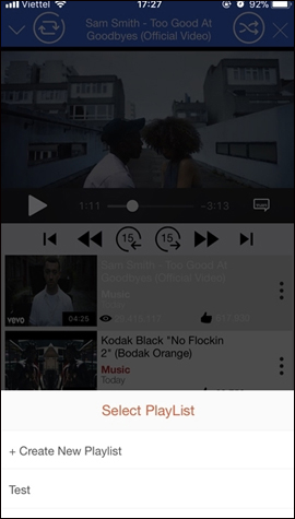 Chọn Playlist phát video 
