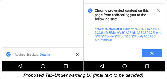 Cảnh báo của Chrome khi chuyển người dùng sang trang khác