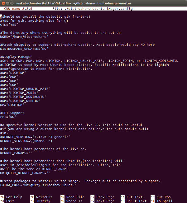 Chỉnh sửa tệp “distroshare-ubuntu-imager.config” 