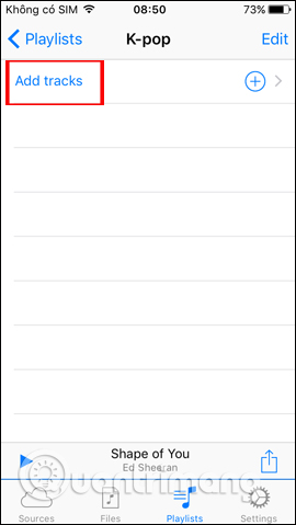 Thêm bài hát vào list 