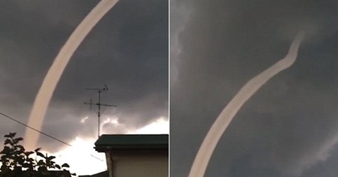 Đám mây như vòi rồng đáng sợ xuất hiện trên bầu trời Nhật Bản