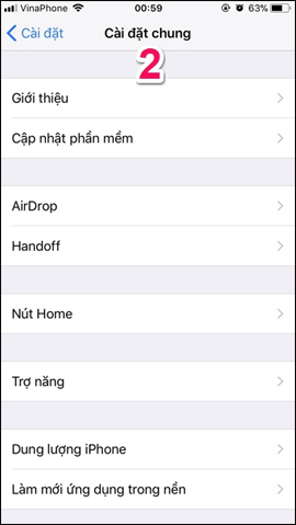 Nhấn chọn Cài đặt chung