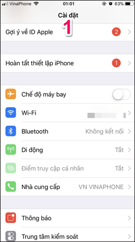 Truy cập Cài đặt