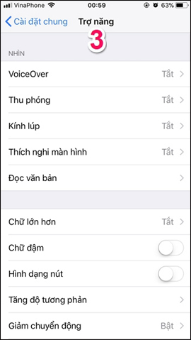 Nhấn chọn Trợ năng