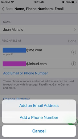 Nhấp chọn Add an Email Address