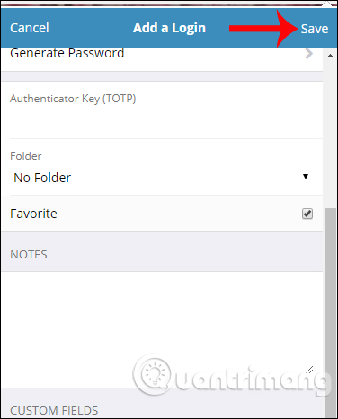 Nhấn Save lưu thông tin đăng nhập