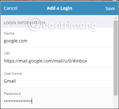 Nhập thông tin trang web