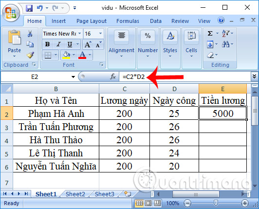 Cách dùng hàm nhân (hàm PRODUCT) trong Excel