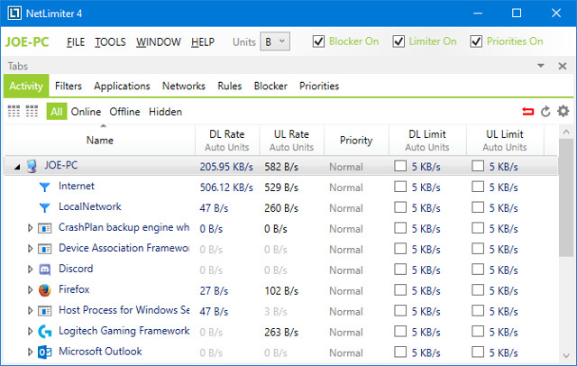 Công cụ NetLimiter