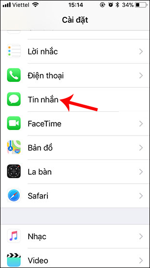 Nhấn chọn mục Cài đặt