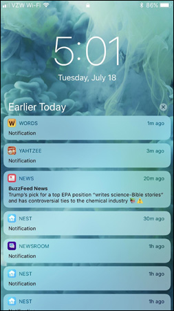 Nội dung thông báo trên màn hình khóa sau khi thay đổi