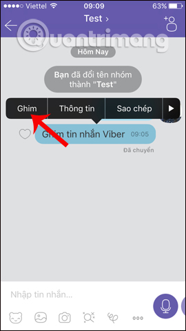Chọn tùy chỉnh Ghim