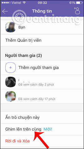 Ghim nhóm chat 