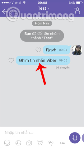 Chọn tin nhắn muốn ghim