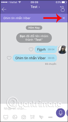 Gỡ ghim tin nhắn Viber