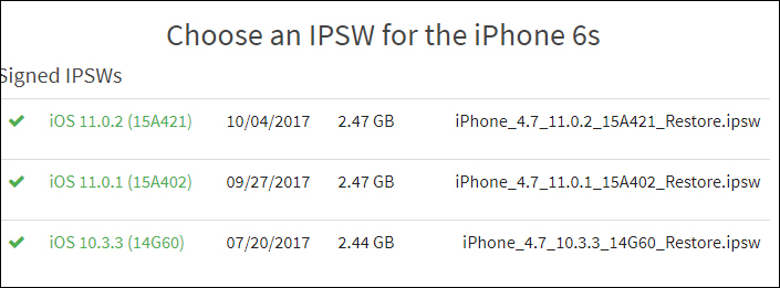 iPhone 6S hạ cấp từ iOS 11 xuống iOS 10.3.3