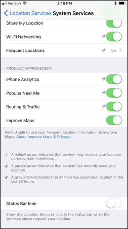 Settings > Privacy > Location Services > System Services và tắt tùy chọn iPhone Analytics
