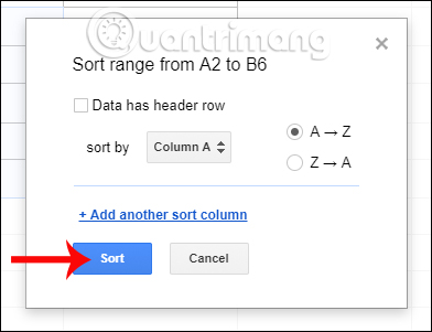 Tùy chỉnh sắp xếp thứ tự từ