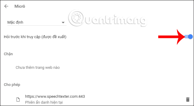 Cho phép truy cập Micro