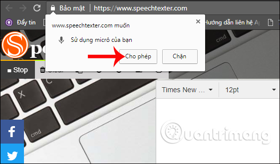 Cho phép truy cập micro
