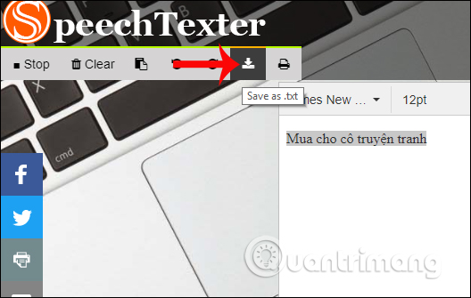 Lưu văn bản dưới dạng txt
