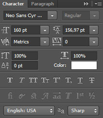 Chọn phông chữ, kích thước trong bảng Character