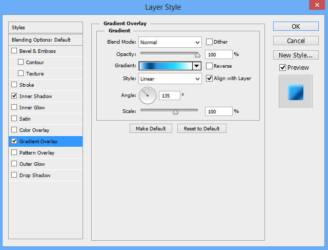 Chọn Gradient Overlay