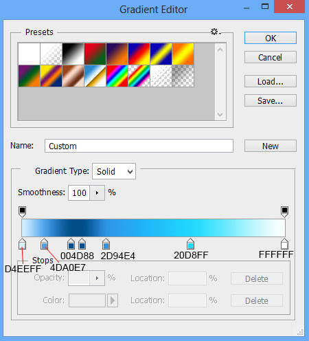 Chọn các điểm color stop 