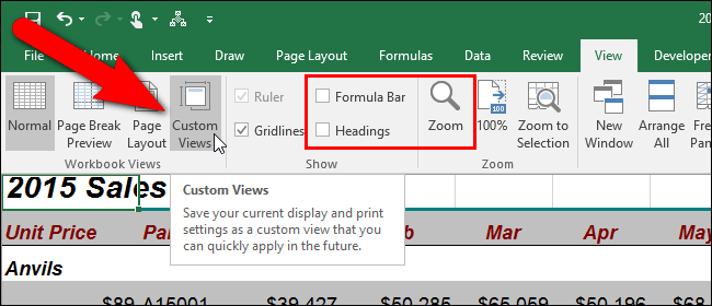 Sử dụng Custom Views trong Excel với chức năng Zoom