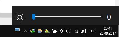 Thanh trượt độ sáng nhanh trên taskbar