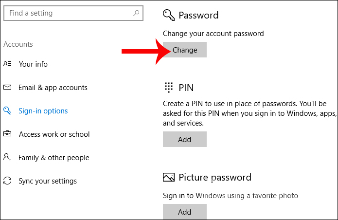 Tạo mật khẩu Windows 10 