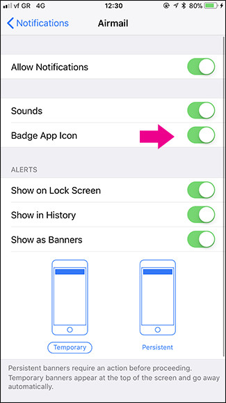 Tắt Badge App Icon 