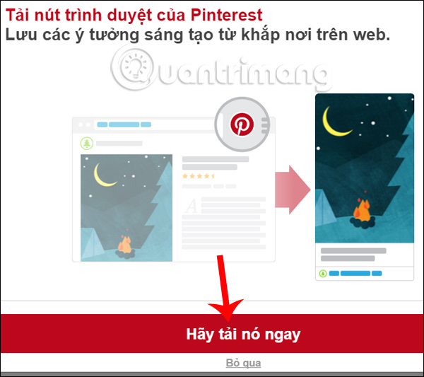Thêm nút Pinterest trên trình duyệt