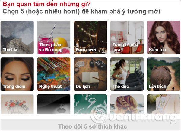 Các chủ đề trên Pinterest bạn quan tâm
