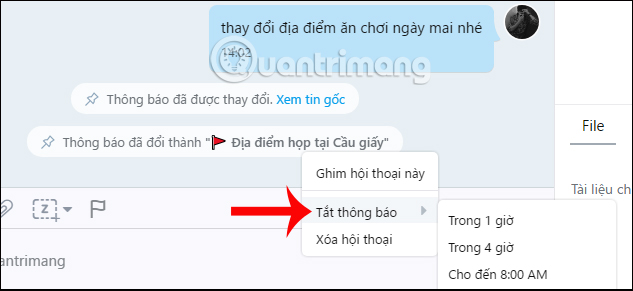 Thời gian tắt thông báo 