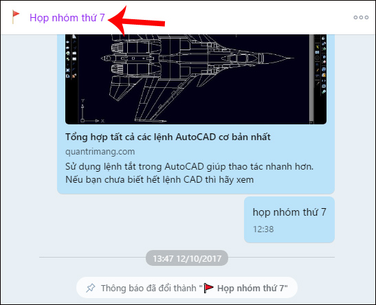 Thông báo xuất hiện nhóm chat Zalo 