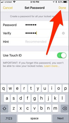 Nhập mật khẩu bảo vệ và nhấp chọn Done