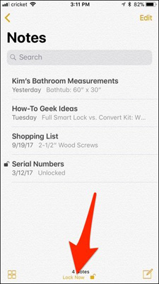Nhấp chọn Lock Now để khóa ghi chú