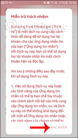 Bật tính năng Dual Messenger